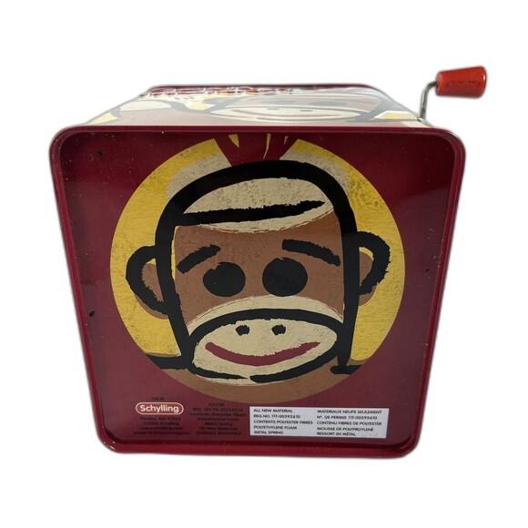 Sock Monkey JACK IN BOX Toy SCHYLLING 2008 Kids Childrens Metal Toys - Picture 8 of 9
